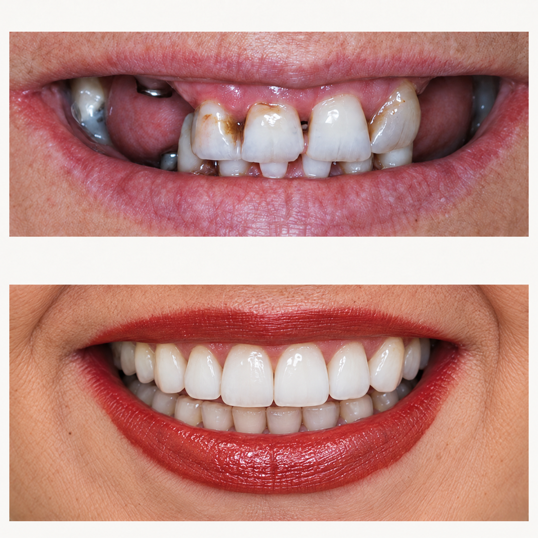 Before and after of successful Dental Implant case in Houston 
