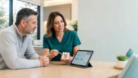 Dental Assistant Explaining Implant Cost to a Patient